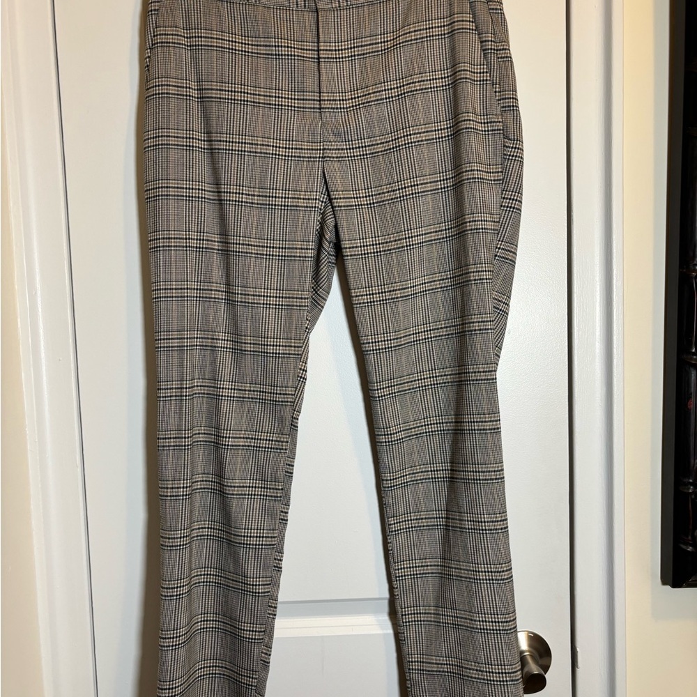 Zara Tan and Black Checkered Lightweight Pants Size 4